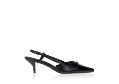 Γόβες μυτερές με μεταλλική λεπτομέρεια ΜΑΥΡΟ - Tsoukalas - 