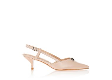 Γόβες μυτερές με μεταλλική λεπτομέρεια NUDE - Tsoukalas - 