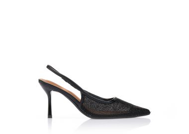 Γόβες μυτερές με μεταλλική όψη ΜΑΥΡΟ - Tsoukalas - 