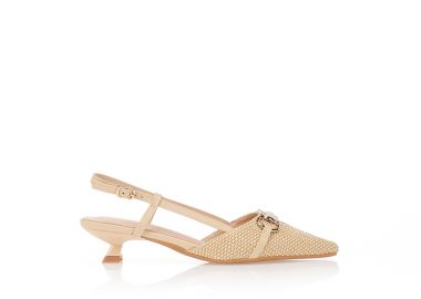 Γόβες μυτερές ψάθινες με αγκράφα ΚΑΜΕΛ - Tsoukalas - 