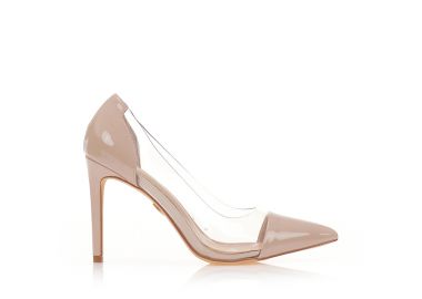 Γόβες nude δερματίνη με διαφάνεια NUDE - Tsoukalas - 