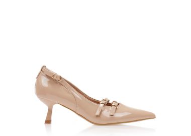 Γόβες nude δερματίνη με διακοσμητικά λουράκια NUDE - Tsoukalas - 