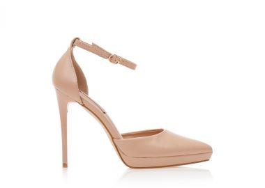 Γόβες nude δερματίνη με φιάπα και λουστρίνι τακούνι NUDE - Tsoukalas - 
