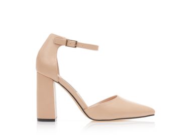 Γόβες nude δερματίνη με λουράκι NUDE - Tsoukalas - 