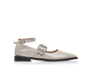 Γόβες nude λουστρίνι με μπαρέτα NUDE - Tsoukalas - 