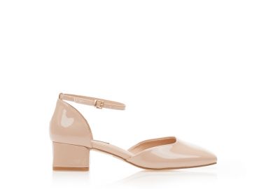 Γόβες nude λουστρίνι με τετράγωνο τελείωμα NUDE - Tsoukalas - 