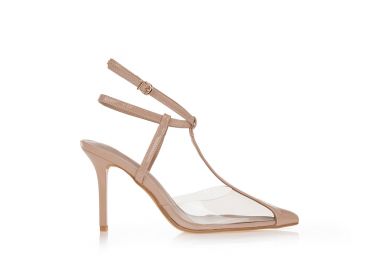 Γόβες nude με διαφάνεια και λουράκια NUDE - Tsoukalas - 