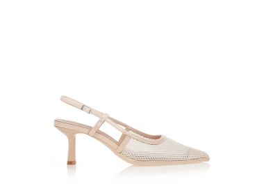 Γόβες nude με δίχτυ μυτερές ΜΠΕΖ - Tsoukalas - 