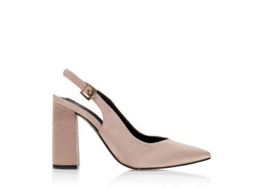 Γόβες nude σατέν μυτερές NUDE - Tsoukalas - 