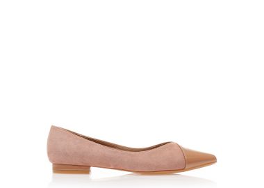 Γόβες nude σουέτ και δερματίνη μυτερές NUDE - Tsoukalas - 