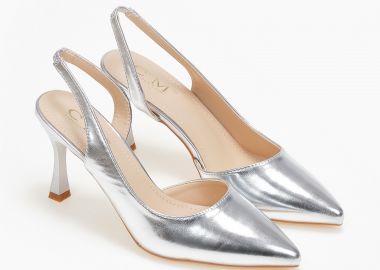 Γόβες openheel με χαμηλό τακούνι - Ασημί - Issue - 