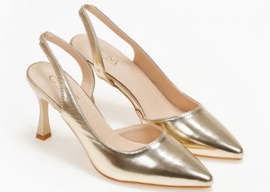 Γόβες openheel με χαμηλό τακούνι - Χρυσό - Issue - 