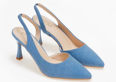 Γόβες openheel με χαμηλό τακούνι - Τζιν - Issue - 