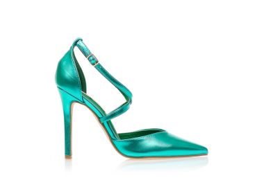 Γόβες πράσινες δερματίνη με χιαστί λουράκια μυτερές ΠΡΑΣΙΝΟ - Tsoukalas - 