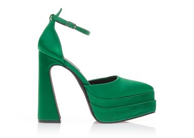 Γόβες πράσινες σατέν δίπατες μυτερές ΠΡΑΣΙΝΟ - Tsoukalas - 