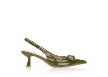Γόβες πράσινες slingback με αγκράφα ΠΡΑΣΙΝΟ - Tsoukalas - 