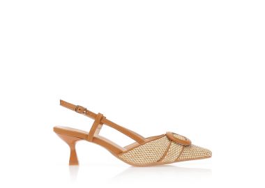 Γόβες ψάθινες με αγκράφα ΚΑΜΕΛ - Tsoukalas - 