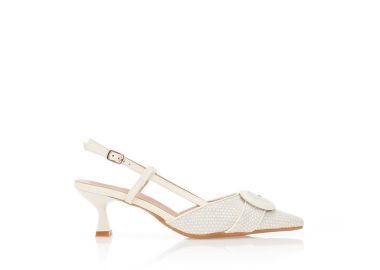 Γόβες ψάθινες με αγκράφα ΛΕΥΚΟ - Tsoukalas - 