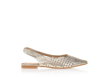 Γόβες ψάθινες με πλεκτο σχέδιο ΧΡΥΣΟ - Tsoukalas - 