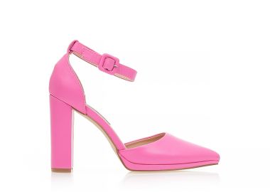 Γόβες ροζ δερματίνη με λουράκι στον αστράγαλο μυτερές ΡΟΖ - Tsoukalas - 