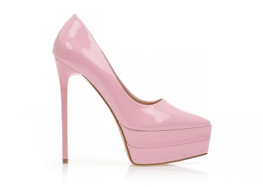 Γόβες ροζ λουστρίνι δίπατες μυτερές ΡΟΖ - Tsoukalas - 