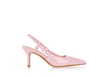 Γόβες ροζ λουστρίνι μυτερές ΡΟΖ - Tsoukalas - 