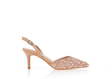 Γόβες σάπιο μήλο με δαντελένιο ύφασμα ΣΑΠΙΟ ΜΗΛΟ - Tsoukalas - 