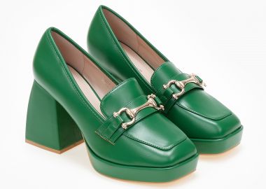 Γόβες σε στυλ oxford με μεταλλική λεπτομέρεια - Πράσινο - Issue - 