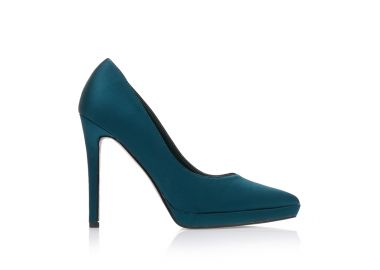 Γόβες σκούρο πράσινο υφασμάτινες με φιάπα μυτερές ΠΡΑΣΙΝΟ - Tsoukalas - 