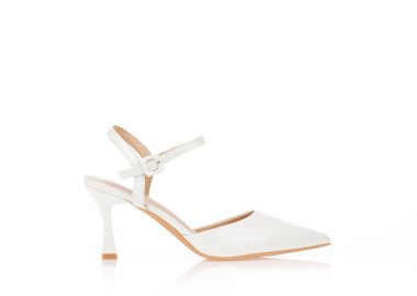 Γόβες slingback δερματίνη ΛΕΥΚΟ - Tsoukalas - 