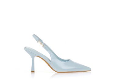 Γόβες slingback λουστρίνι ΜΠΛΕ - Tsoukalas - 