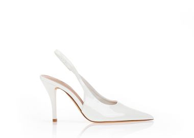 Γόβες slingback λουστρίνι μυτερές ΛΕΥΚΟ - Tsoukalas - 