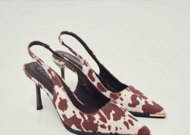 Γόβες Slingback Με Animal Print & Μεταλλική Μύτη -  - 