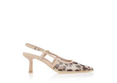 Γόβες slingback με animal print διαφάνεια ΛΕΟΠΑΡ - Tsoukalas - 