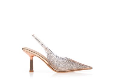 Γόβες slingback με διαφάνεια και στρασάκια ΜΠΡΟΝΖΕ - Tsoukalas - 