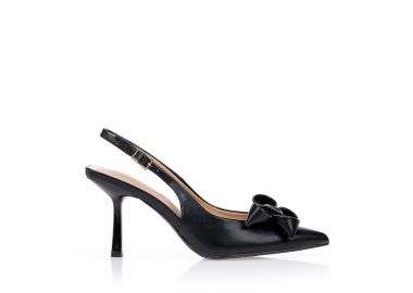 Γόβες slingback με φιόγκο ΜΑΥΡΟ - Tsoukalas - 