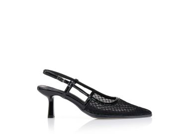 Γόβες slingback με μαύρη διαφάνεια ΜΑΥΡΟ - Tsoukalas - 