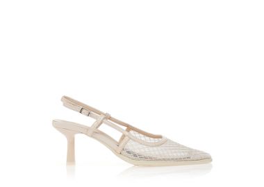 Γόβες slingback με μπεζ διαφάνεια ΜΠΕΖ - Tsoukalas - 