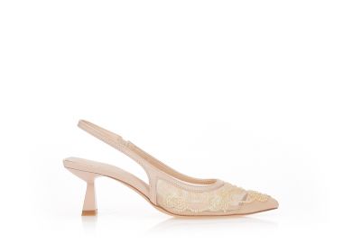 Γόβες slingback με σχέδιο λουλουδιών ΜΠΕΖ - Tsoukalas - 