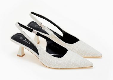 Γόβες slingback με tweed ύφασμα - Λευκό - Issue - 