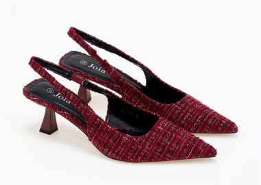 Γόβες slingback με tweed ύφασμα - Μπορντώ - Issue - 