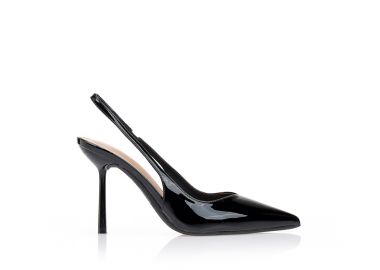 Γόβες slingback μυτερές ΜΑΥΡΟ - Tsoukalas - 