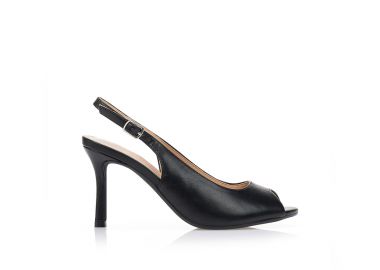 Γόβες slingback peep-toe ΜΑΥΡΟ - Tsoukalas - 