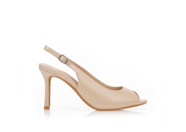 Γόβες slingback peep-toe NUDE - Tsoukalas - 