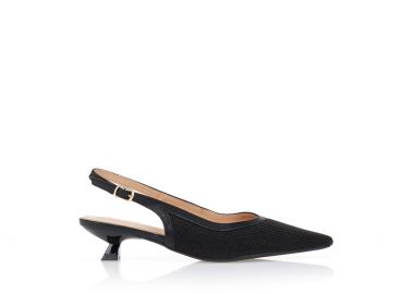 Γόβες slingback ψάθινες με χαμηλό τακούνι ΜΑΥΡΟ - Tsoukalas - 