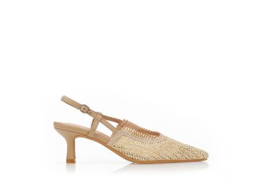 Γόβες slingback ψάθινες μυτερές ΜΠΕΖ - Tsoukalas - 