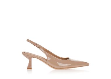 Γόβες slingback σε λουστρίνι ΠΟΥΡΟ - Tsoukalas - 