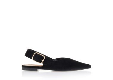 Γόβες slingback σουέτ ΜΑΥΡΟ - Tsoukalas - 