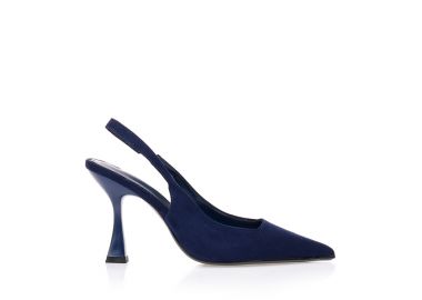 Γόβες σουέτ με ιδιαίτερο τακούνι ΜΠΛΕ - Tsoukalas - 