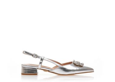 Γόβες TSOUKALAS ασημί δερματίνη με αγκράφα από στρας ΑΣΗΜΙ - Tsoukalas - 